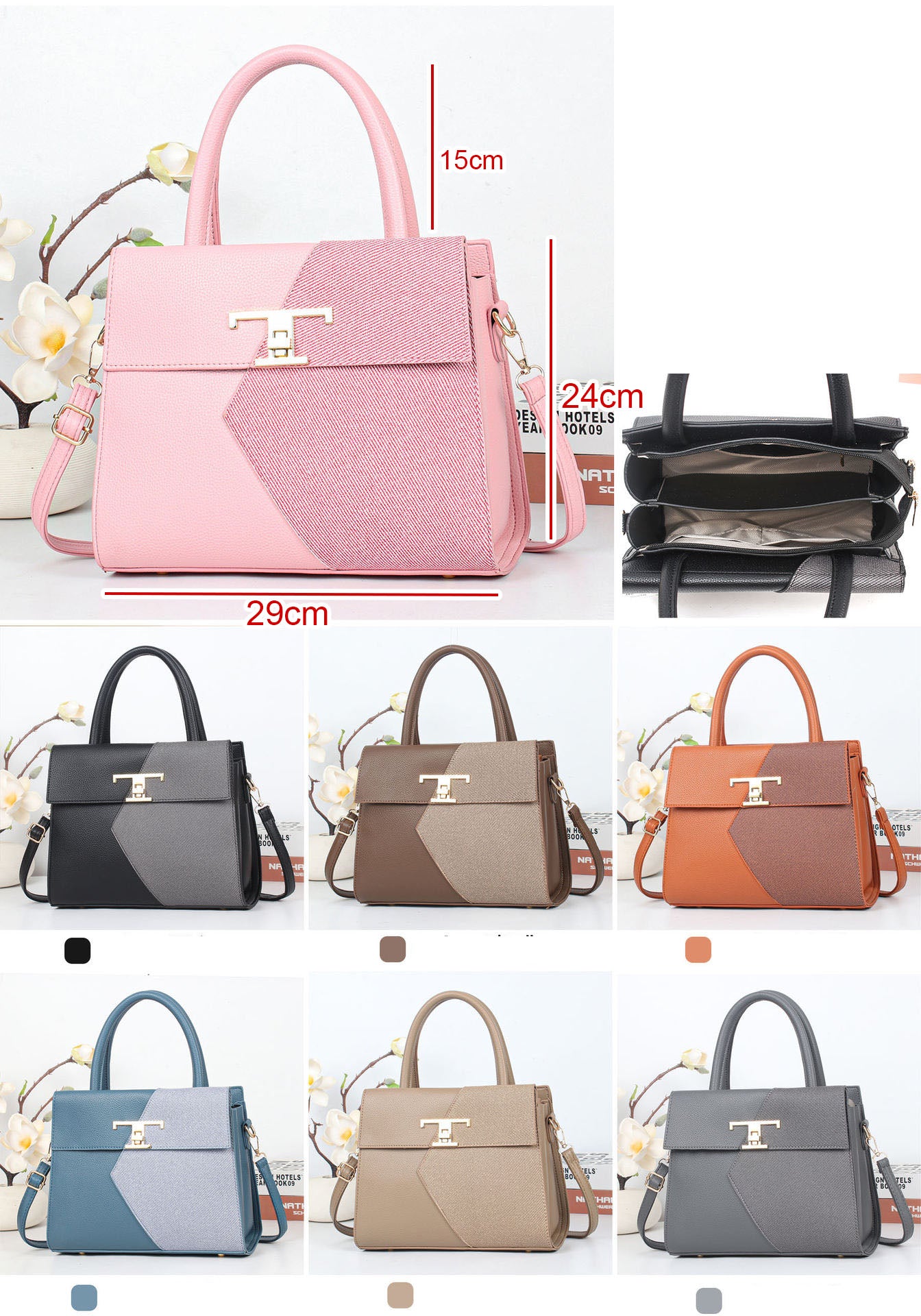 Cartera cuadrada con detalles en dorado