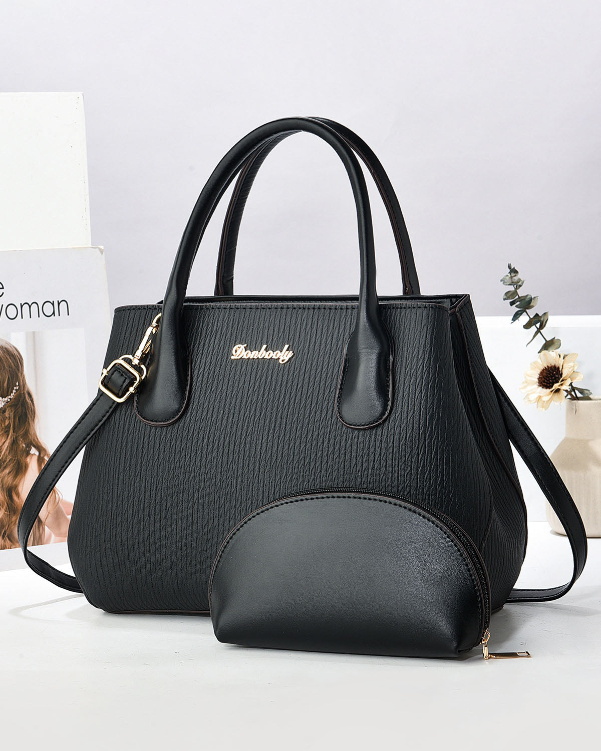 Set de cartera con cierre superior y bolsito adicional