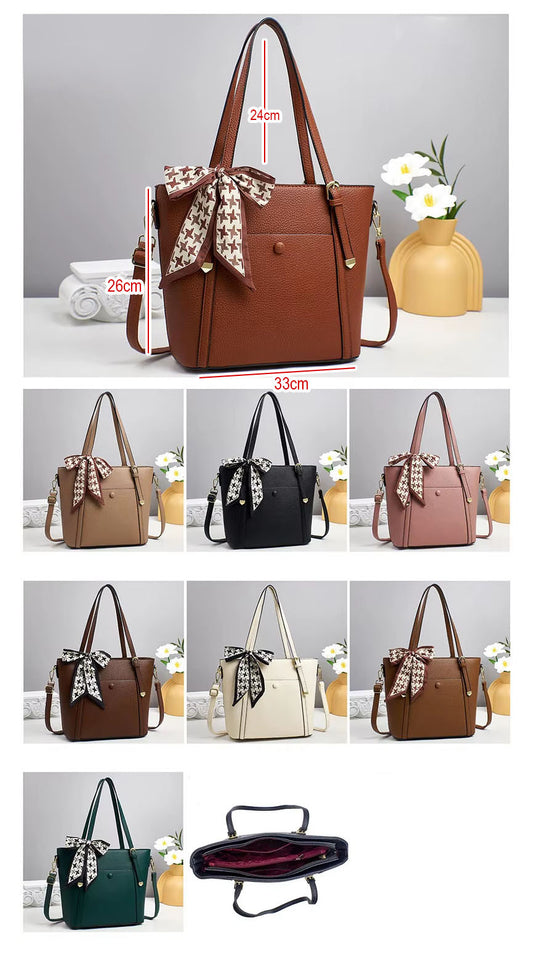 Cartera grande con bolsillo frontal y bufanda decorativa