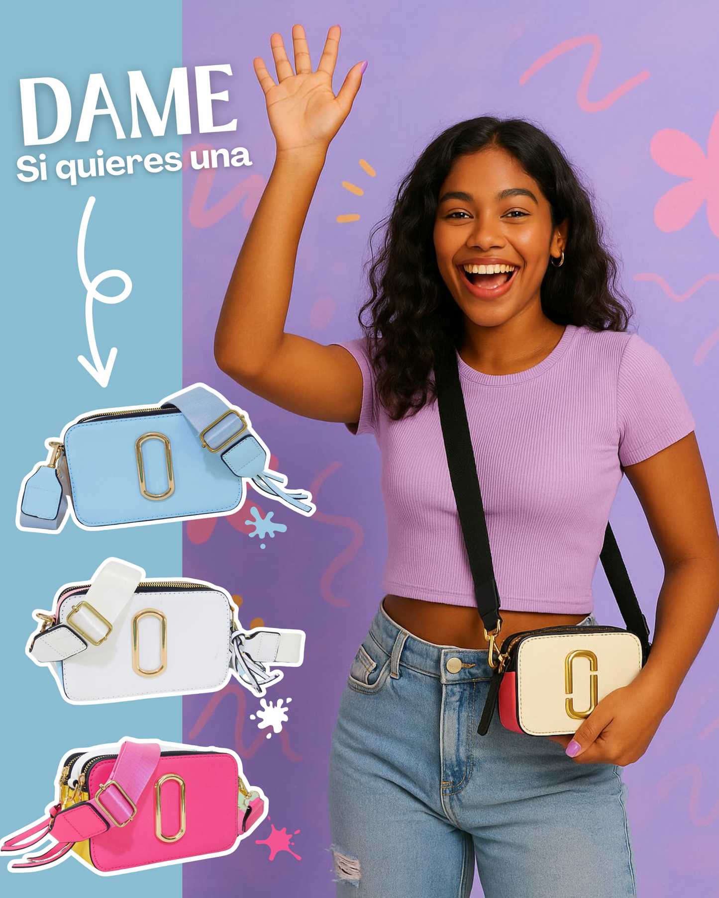 Black Friday • Crossbody colorido con doble zipper