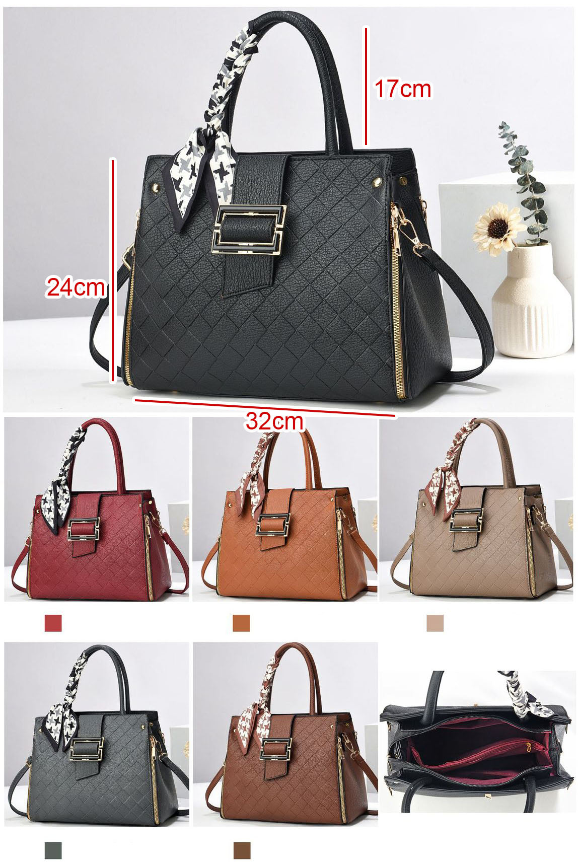 Cartare mediana con bufanda y zippers decorativos