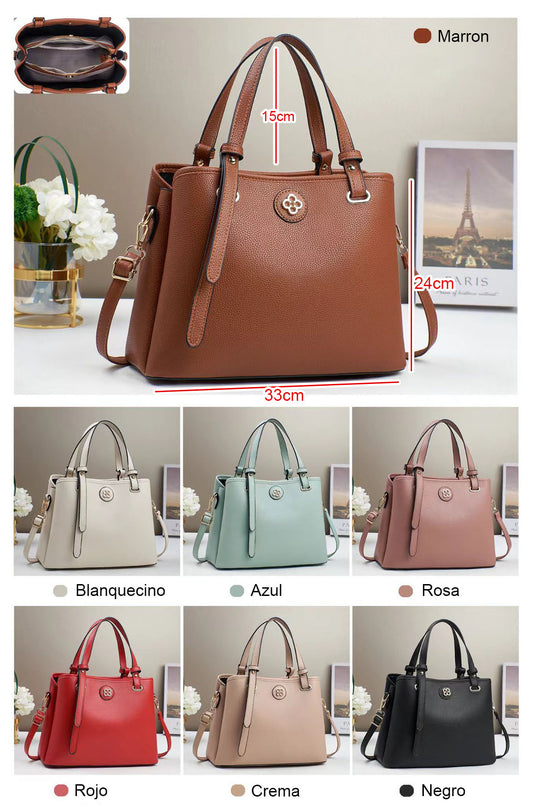 Cartera mediana con correa ajustable y logo decorativo