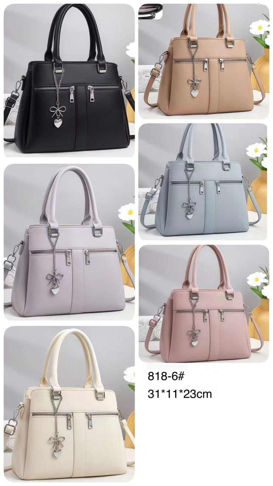 Cartera mediana con detalles plateado