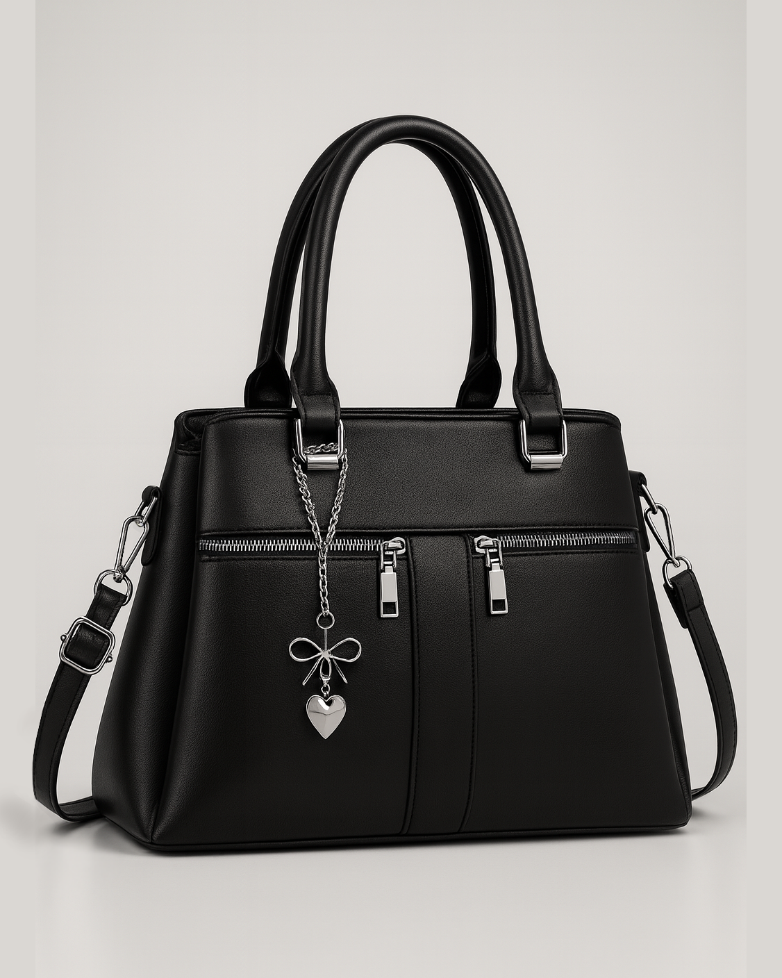 Cartera mediana con detalles plateado