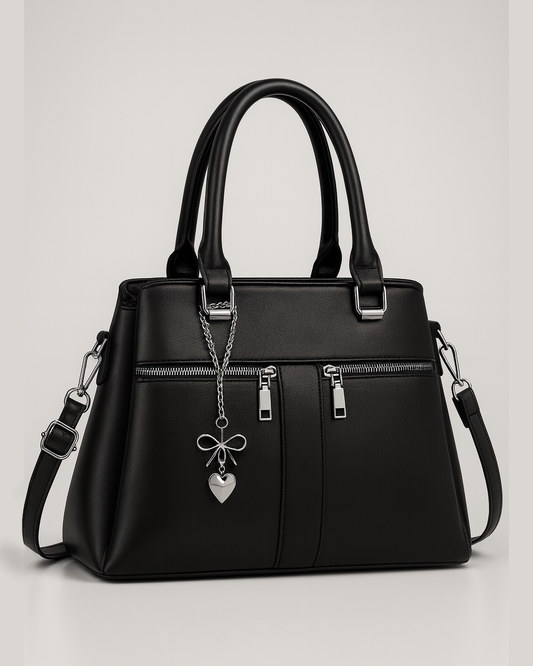 Cartera mediana con detalles plateado