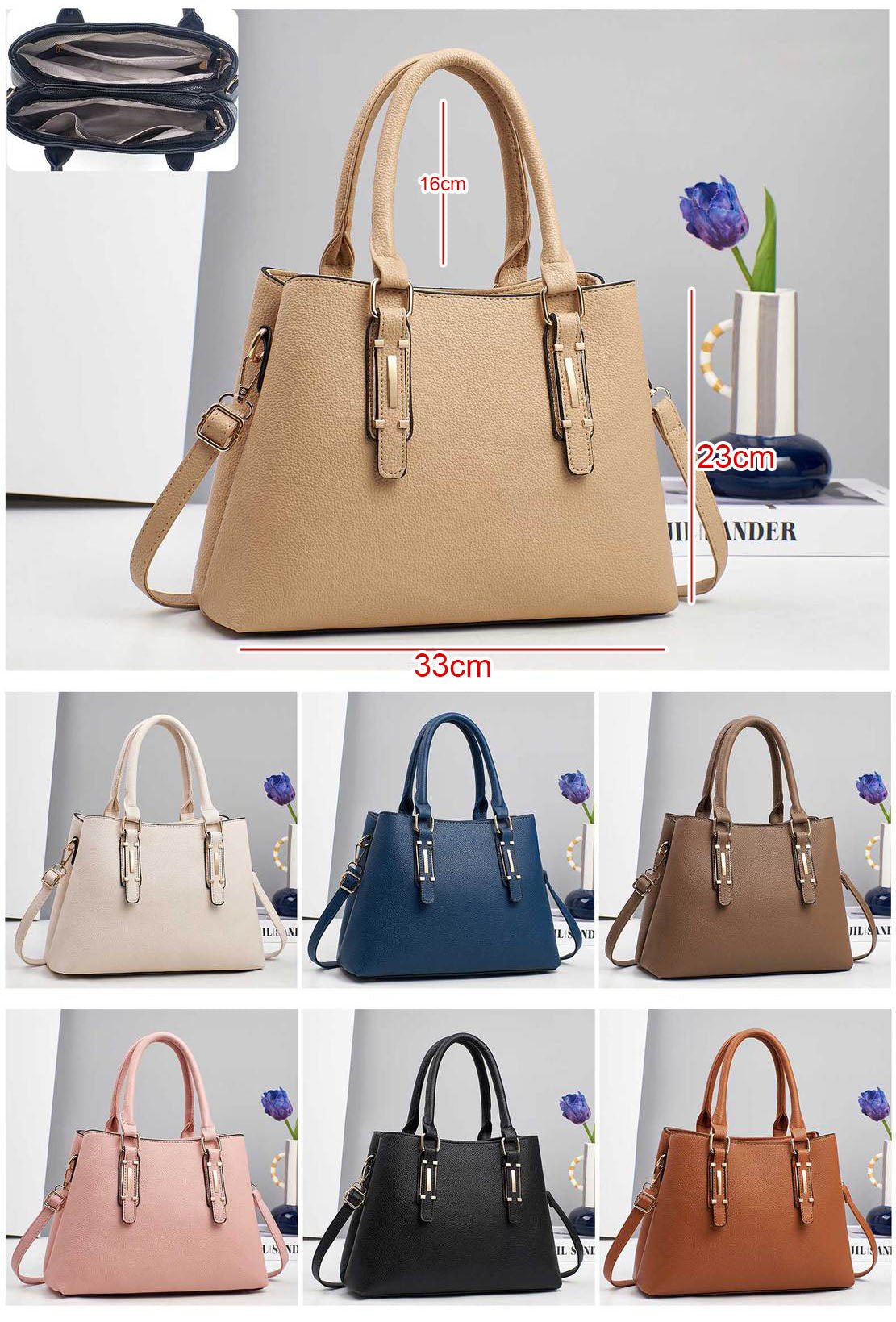 Cartera mediana con detalles en dorado