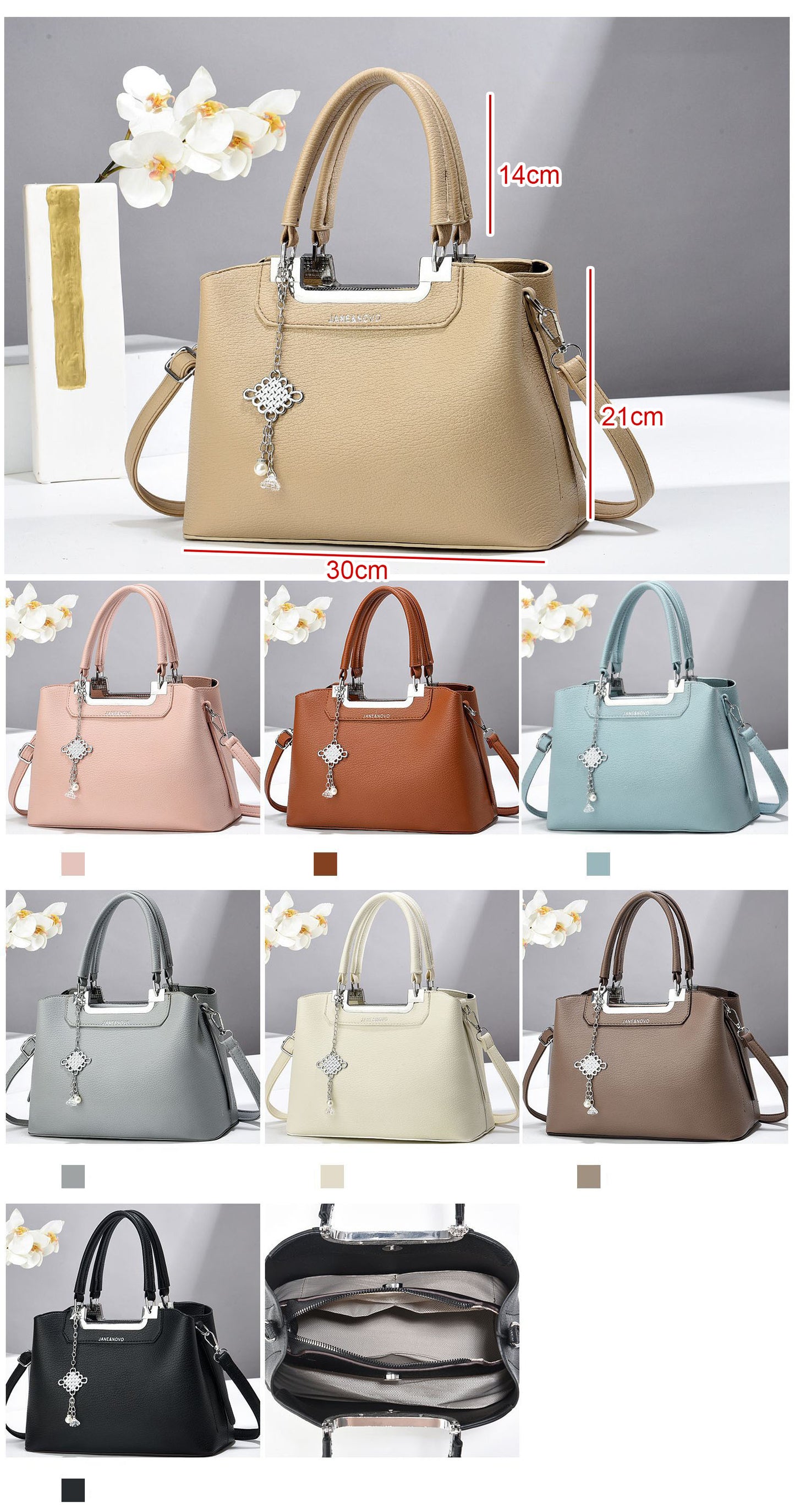 Cartera mediana con detalles en plateado