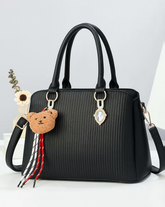 Cartera mediana con llavero peluche removible