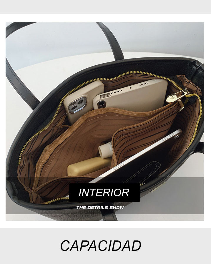 Cartera tote, cartera amplia con estilo conservador