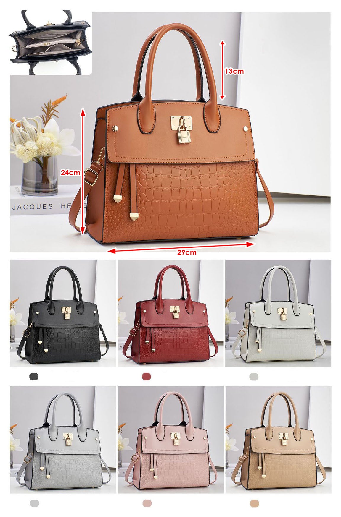 Cartera mediana con candado decorativo