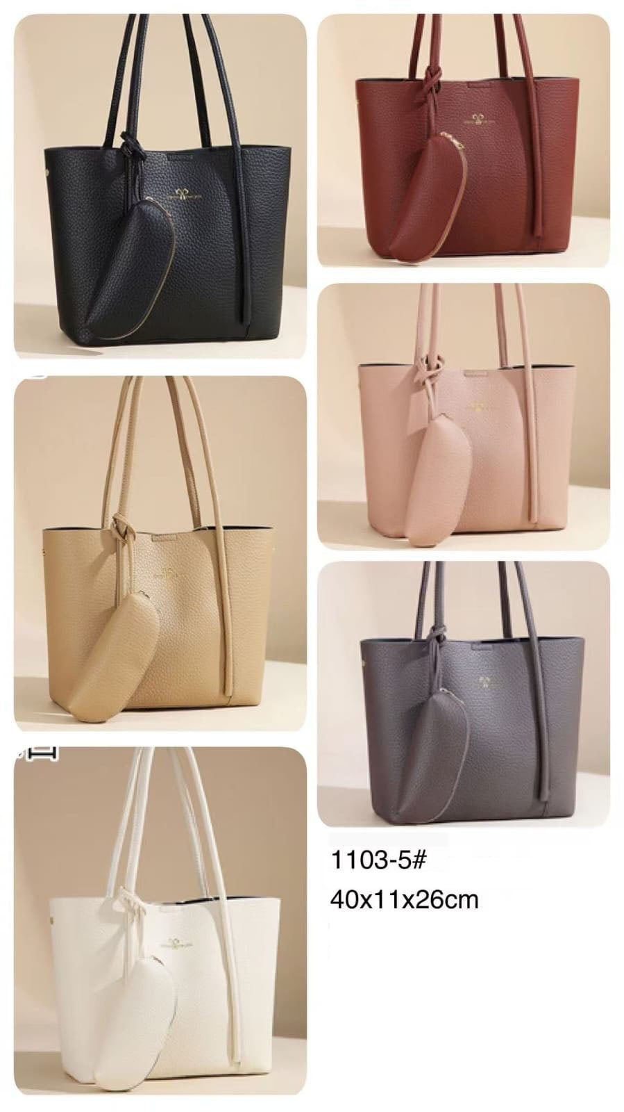 Cartera tote con monedero lateral y asas largas