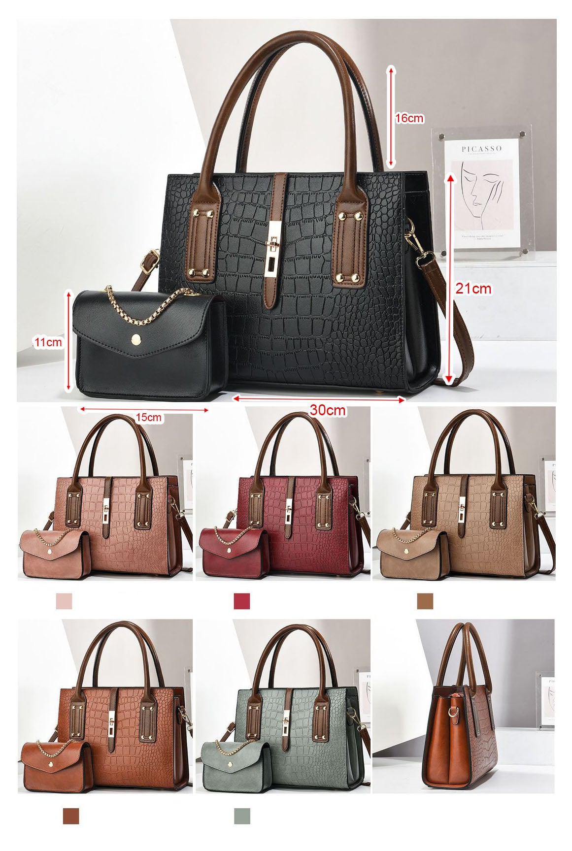 Cartera cuadrada con mini cartera