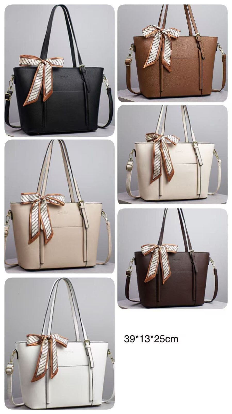 Cartera grande con bolsillo frontal y bufanda decorativa