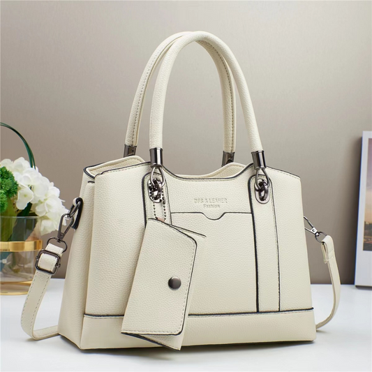 ❤️ Oferta San Valentín • Cartera mediana con sobre colgante y bolsillo frontal. Detalles en plateado oscuro