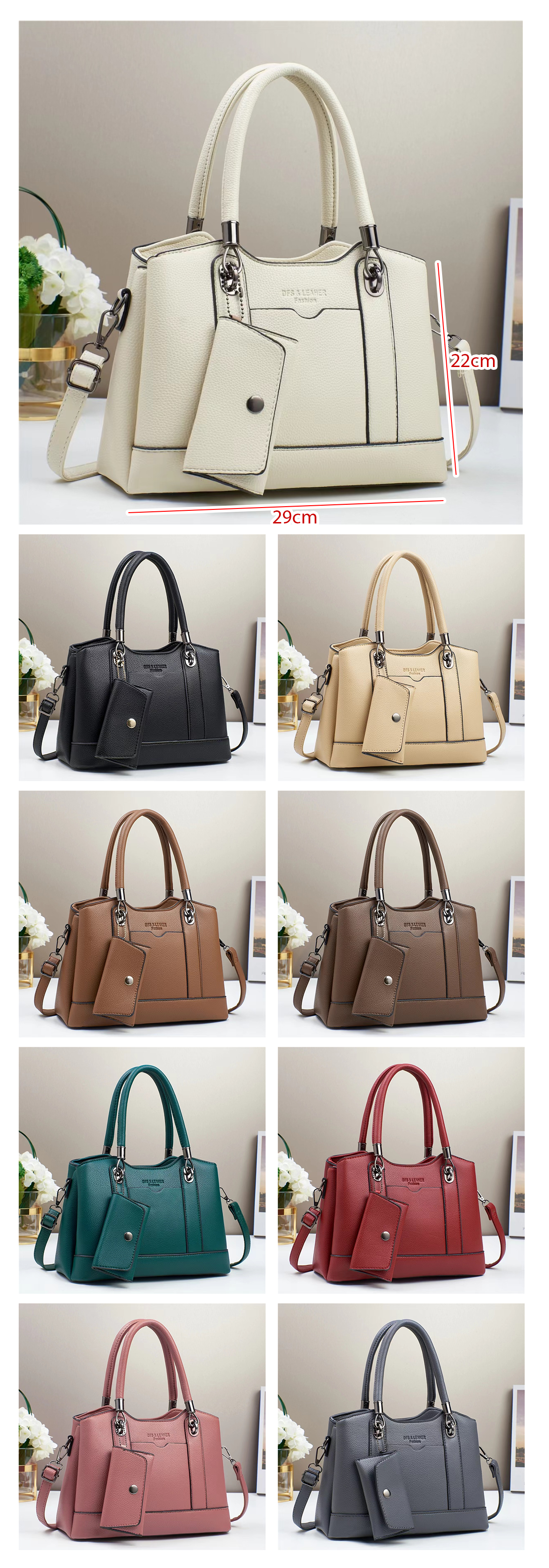 ❤️ Oferta San Valentín • Cartera mediana con sobre colgante y bolsillo frontal. Detalles en plateado oscuro