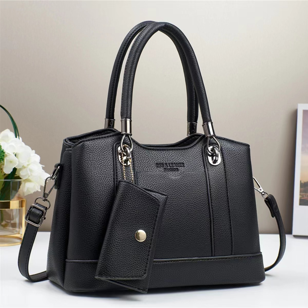 ❤️ Oferta San Valentín • Cartera mediana con sobre colgante y bolsillo frontal. Detalles en plateado oscuro