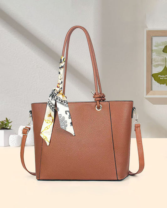 Cartera Mediana con Lazo Decorativo y Asa Larga – Con Interior Forrado y Cremallera