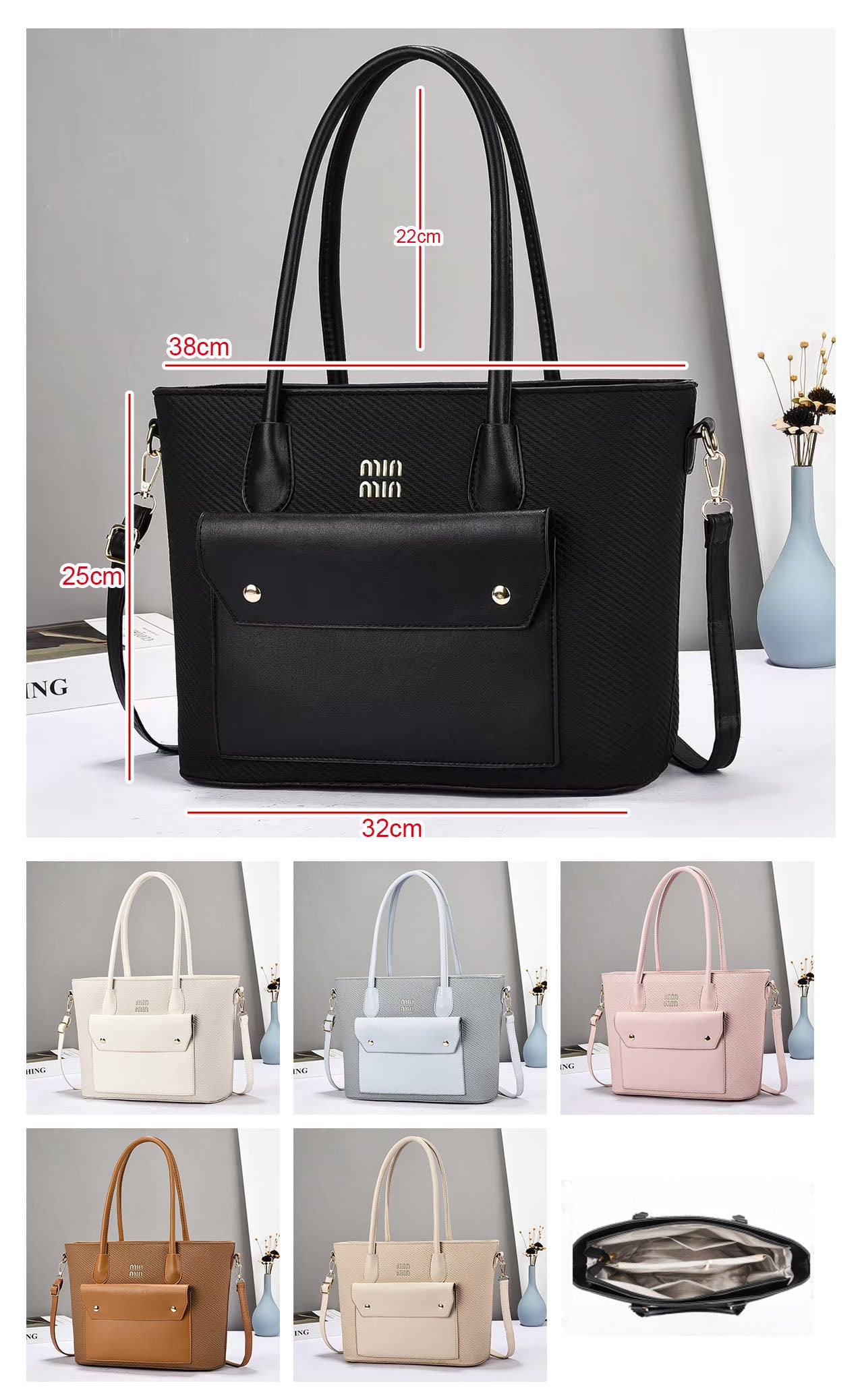 Cartera grande con bolsillo frontal