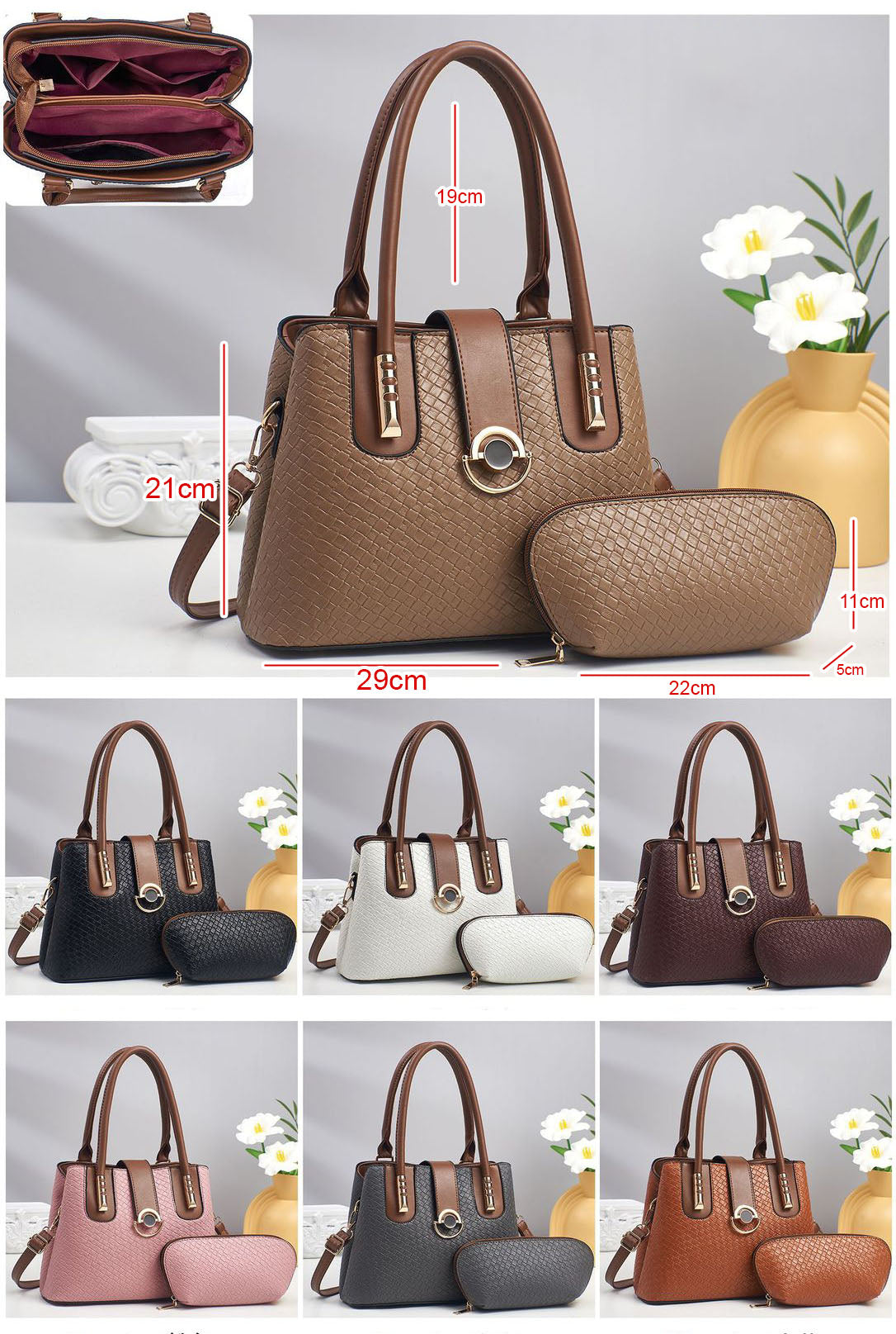 Cartera mediana con detalles en dorado