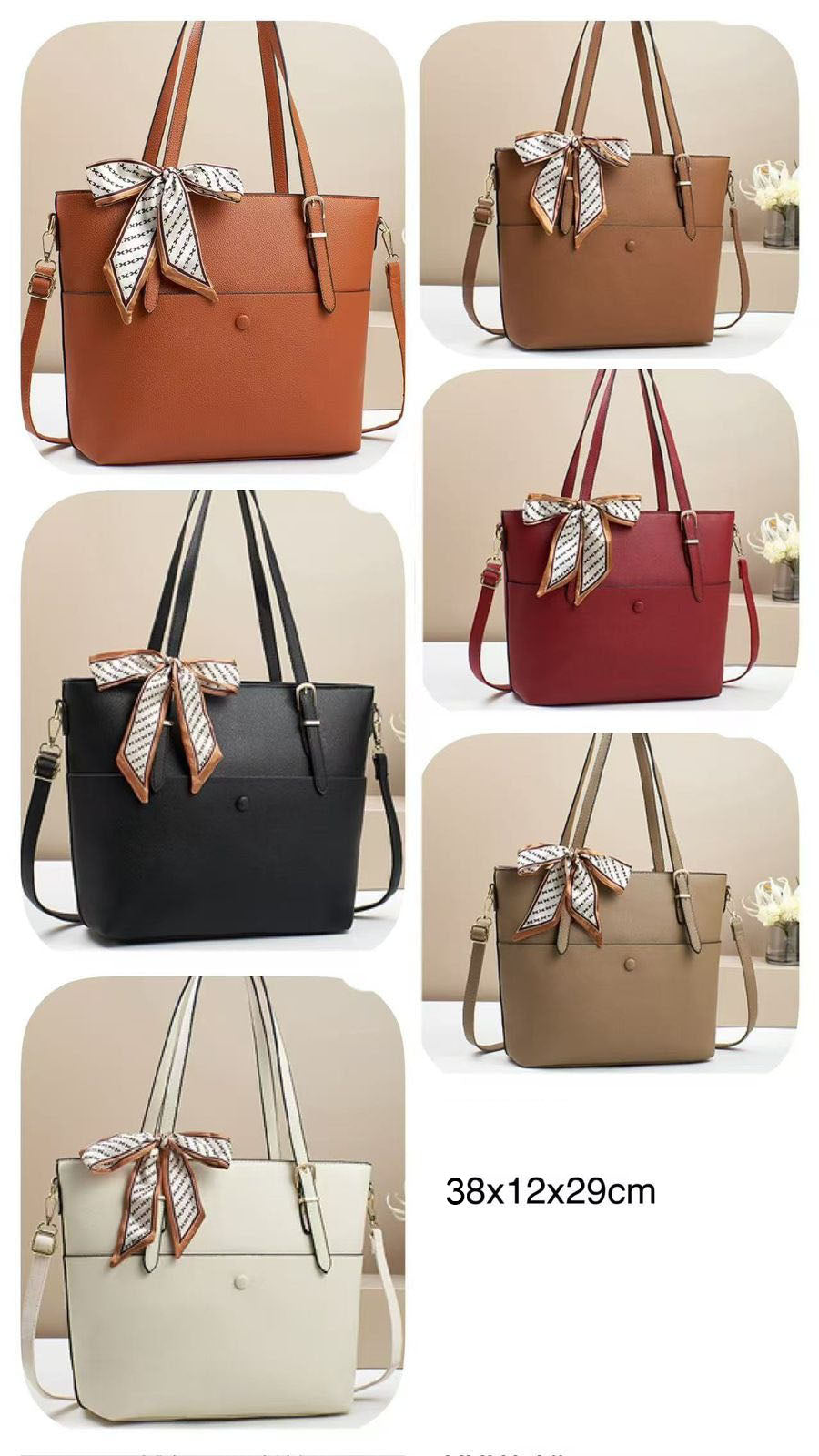 Cartera grande de buena capacidad con bolsillo frontal y lazo