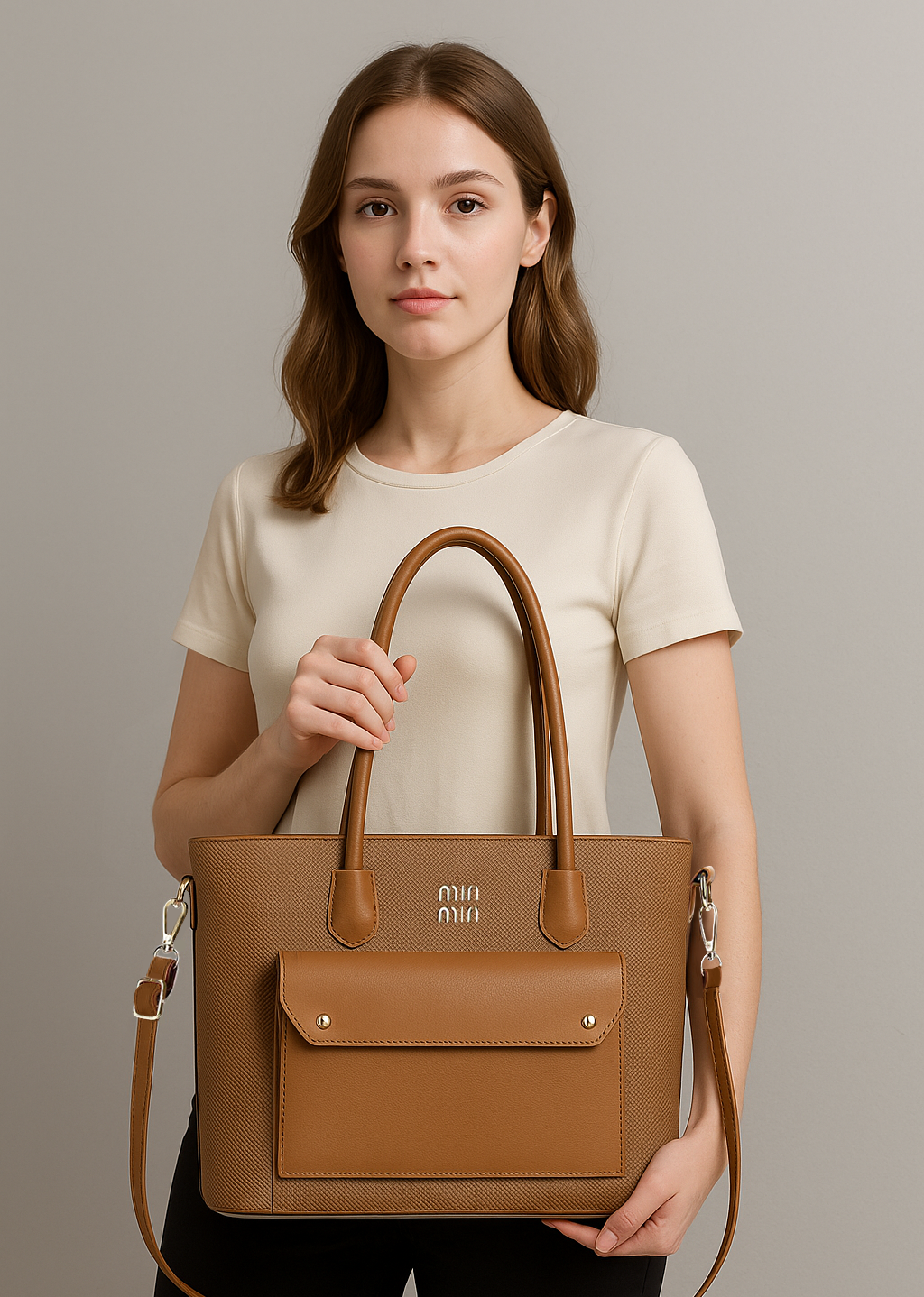 Cartera grande con bolsillo frontal