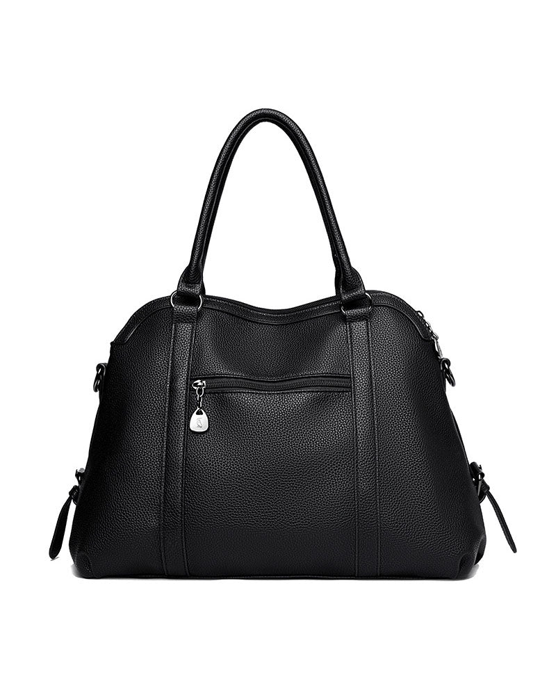 Bolso Mediano Suave de Tacto Liso, con Doble Asa, con Cierre Principal y Muñeco Decorativo