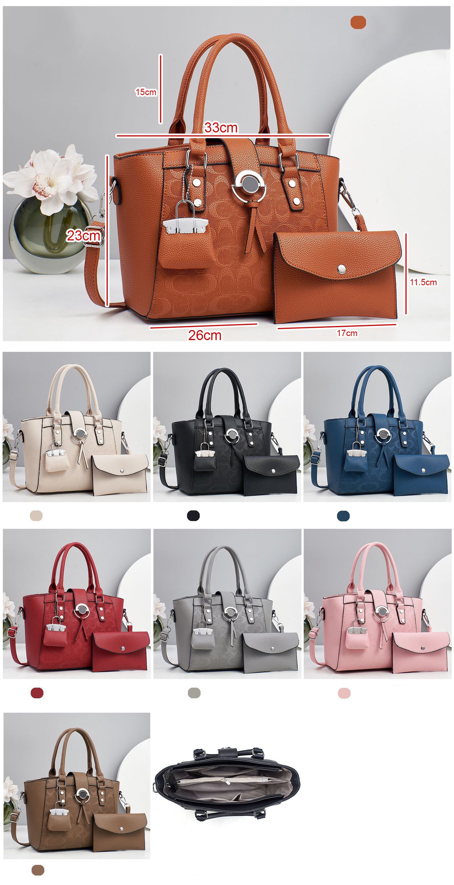 Cartera mediana espaciosa con sobre y llavero