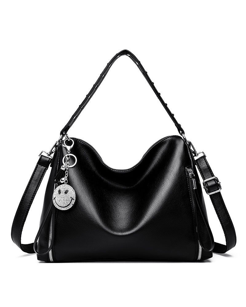 Cartera de Gran Capacidad con Colgante Sonriente – Modelo Suave y Moderno