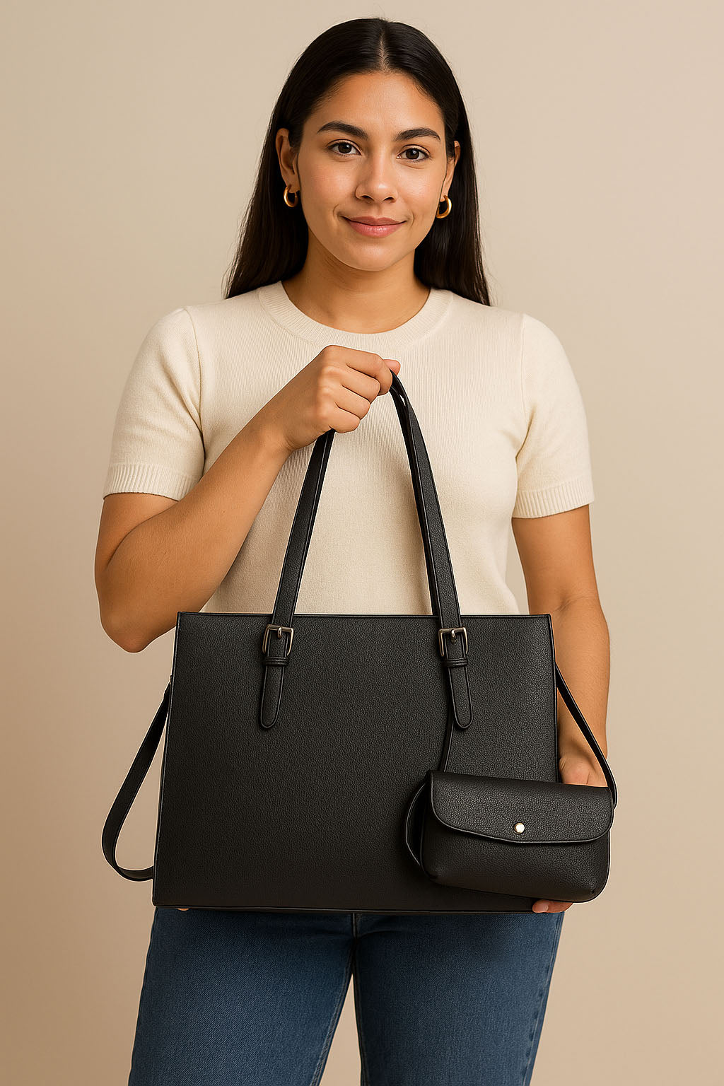 Cartera tipo bolso con mini monedero