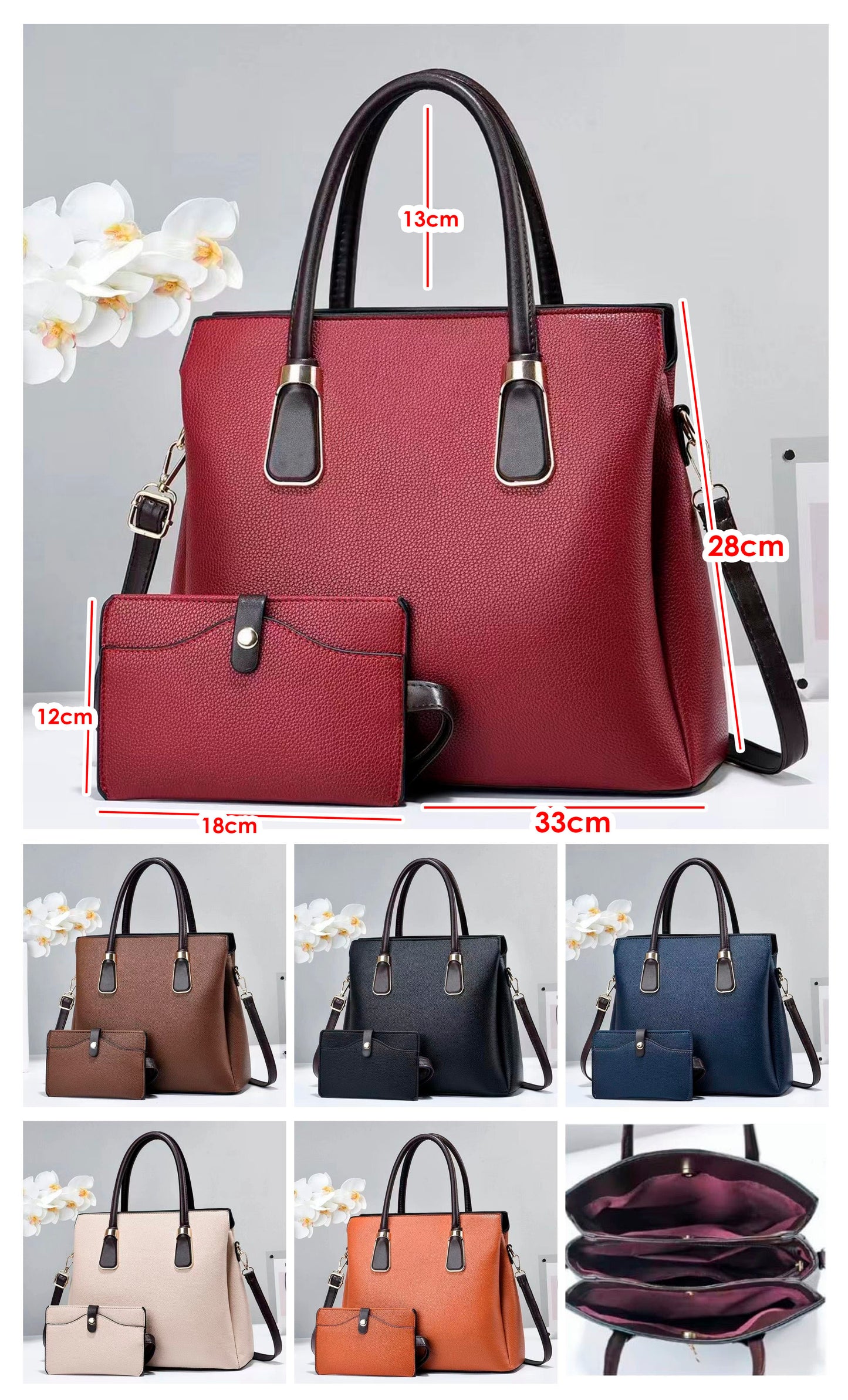 Bolso espacioso a juego con sobre libre, correa ajustable para hombro