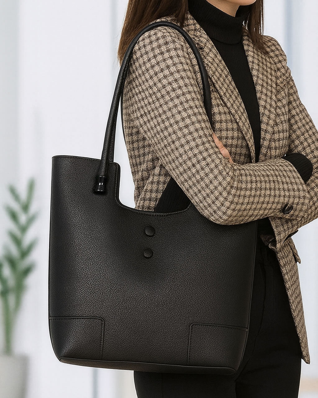 Black Friday • Bolso de Hombro con Interior Forrado y Cierre con broche – Diseño Minimalista