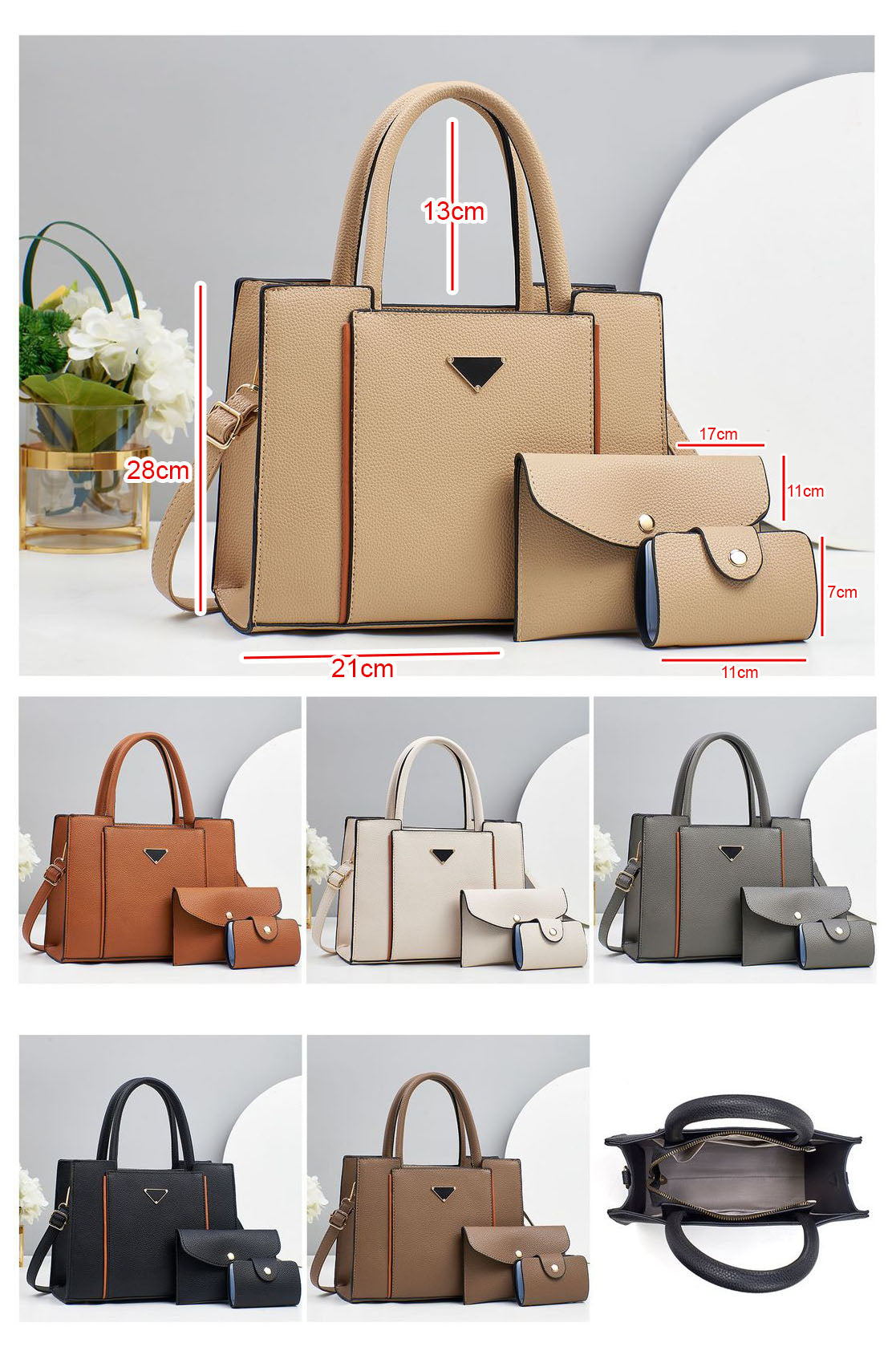 Combo tres piezas, carteras con sobre y tarjetero