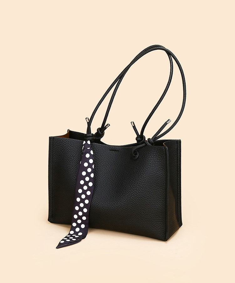 Cartera Tipo Tote de Asas Largas con Pañuelo Decorativo y Estuche Interno removible  – Diseño Texturizado y Práctico