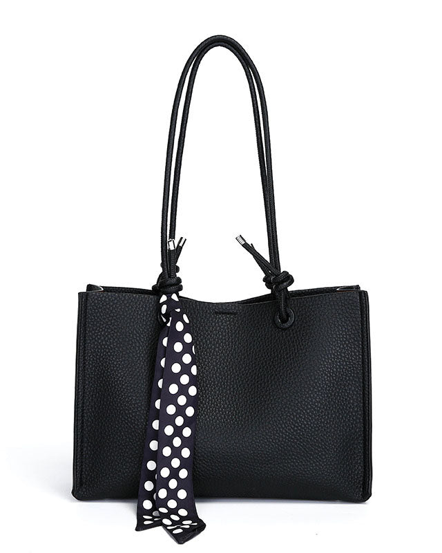 Cartera Tipo Tote de Asas Largas con Pañuelo Decorativo y Estuche Interno removible  – Diseño Texturizado y Práctico