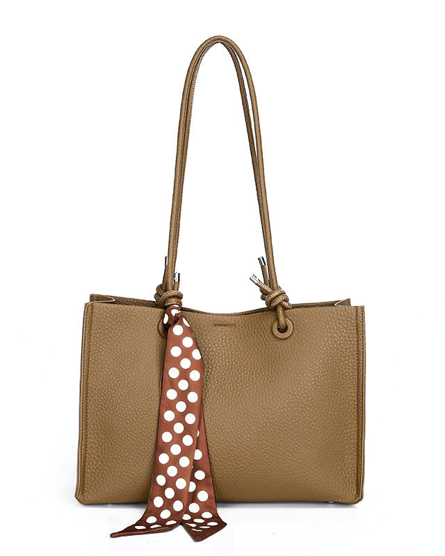 Cartera Tipo Tote de Asas Largas con Pañuelo Decorativo y Estuche Interno removible  – Diseño Texturizado y Práctico