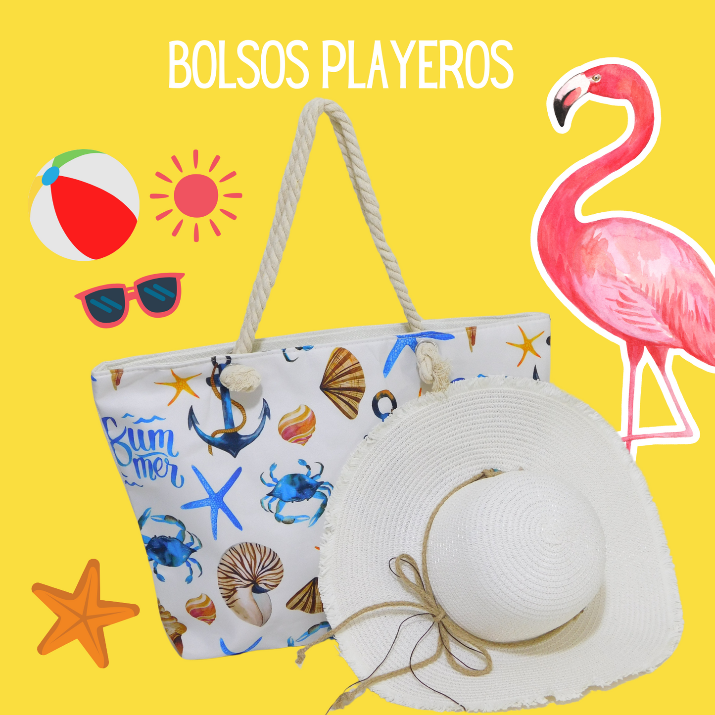 Combo playero: cartera y sombrero