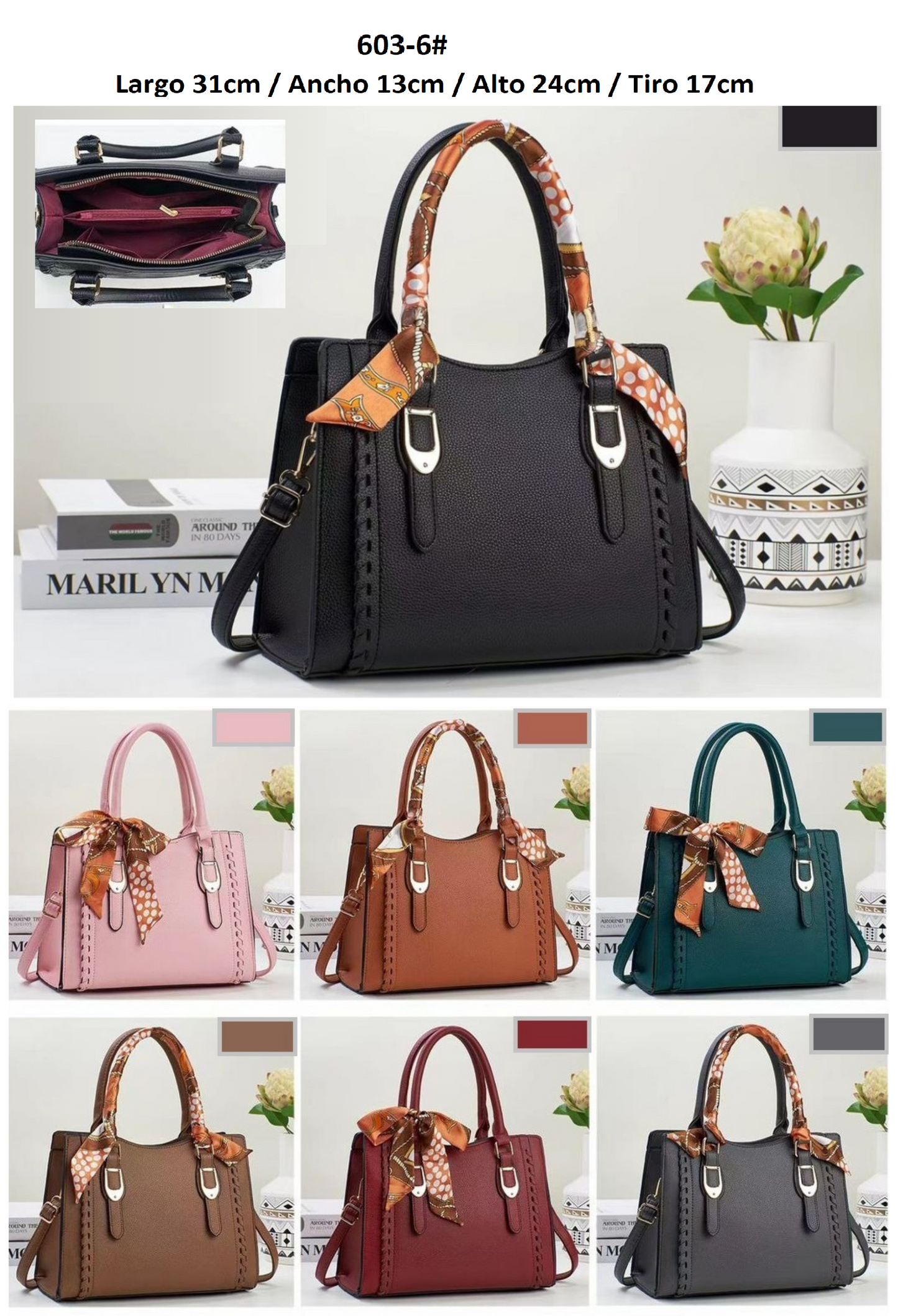 Cartera mediana con lazo decorativo