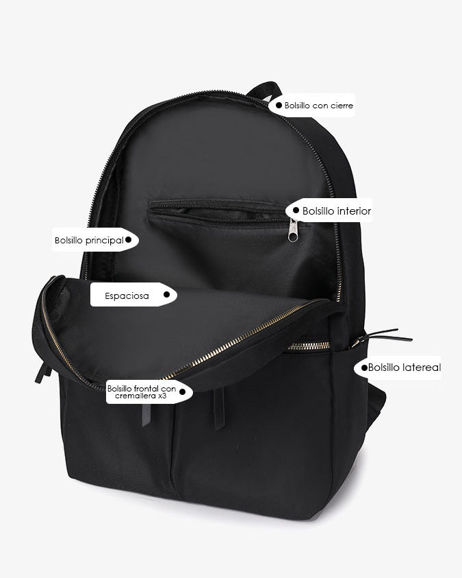Mochila en tela con multiples compartimentos