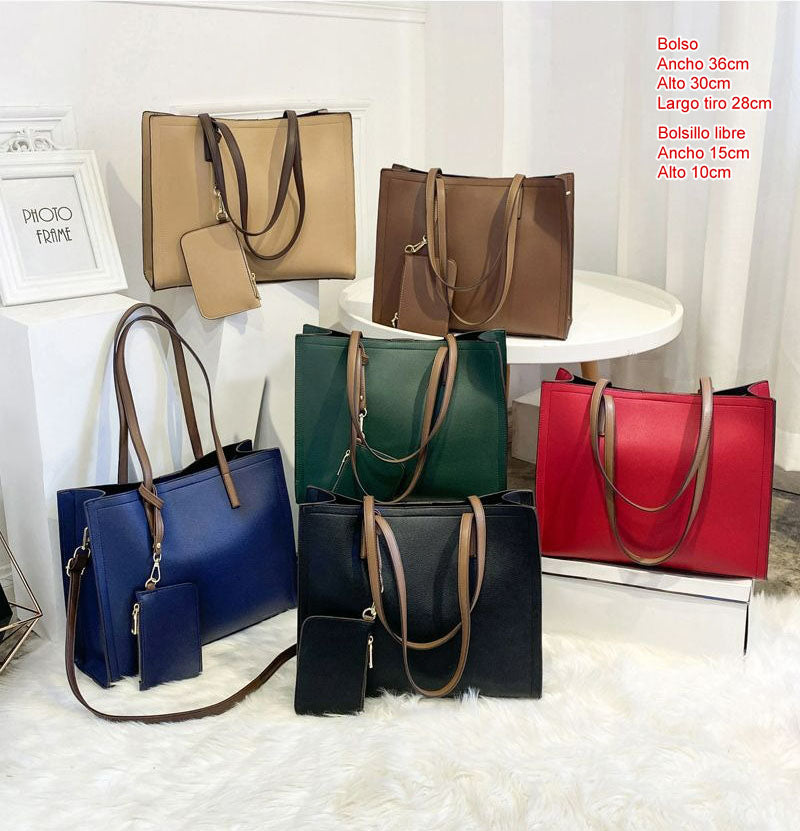 Bolso tipo cartera espaciosa