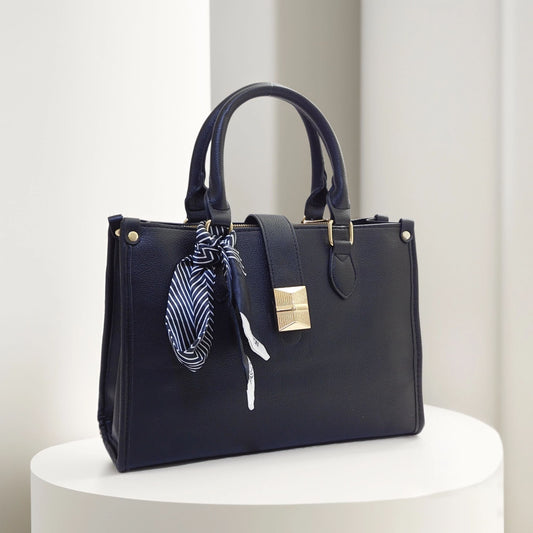 Bolso mediano con Toques Dorados y Pañuelo Decorativo